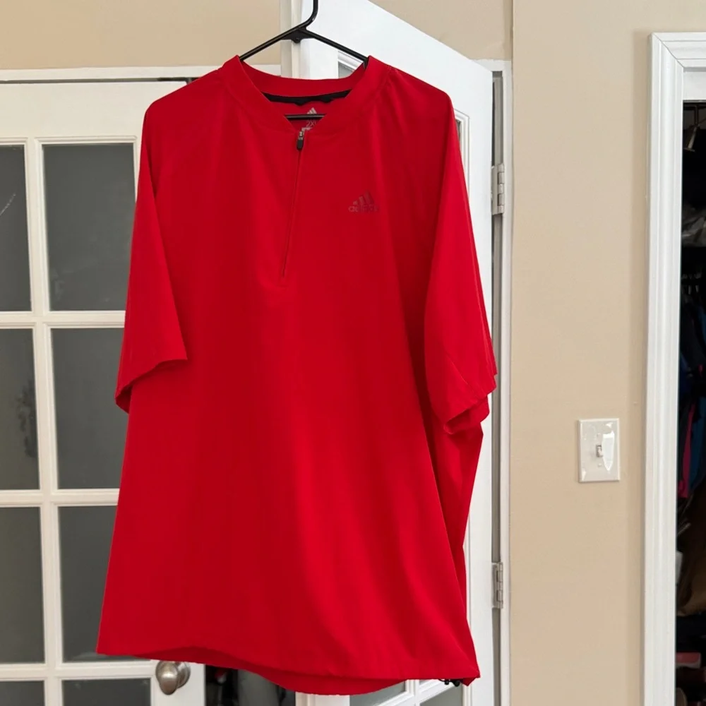 Men’s Adidas Go-to DWR Short-Sleeve Half-Zip Red Golf Pullover